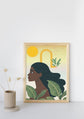 Sunlit Serenity – Afro Woman Nature Art Print