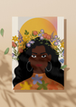 Radiant Bloom – Afro Woman Floral Crown Art Print
