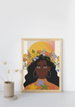 Radiant Bloom – Afro Woman Floral Crown Art Print